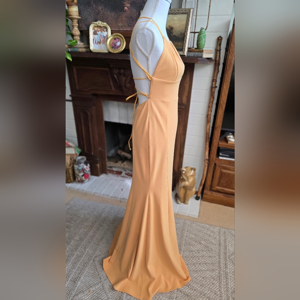Elegant Orange Evening Gown by Windsor. Lined Size Medium - Picture 3 of 6